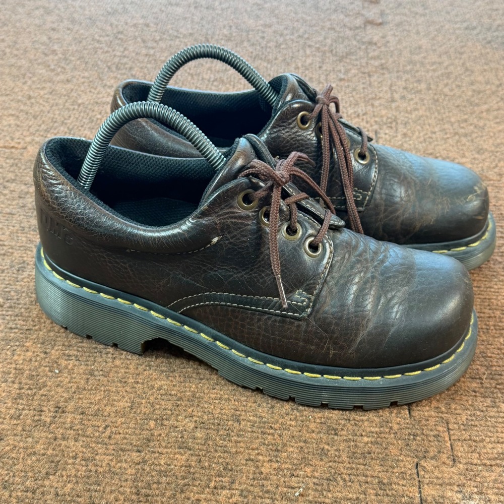 Dr. Martens 8C48 Brown Leather Lace Up Oxford Shoes Mens 8 Womens 9 Lug Sole A-